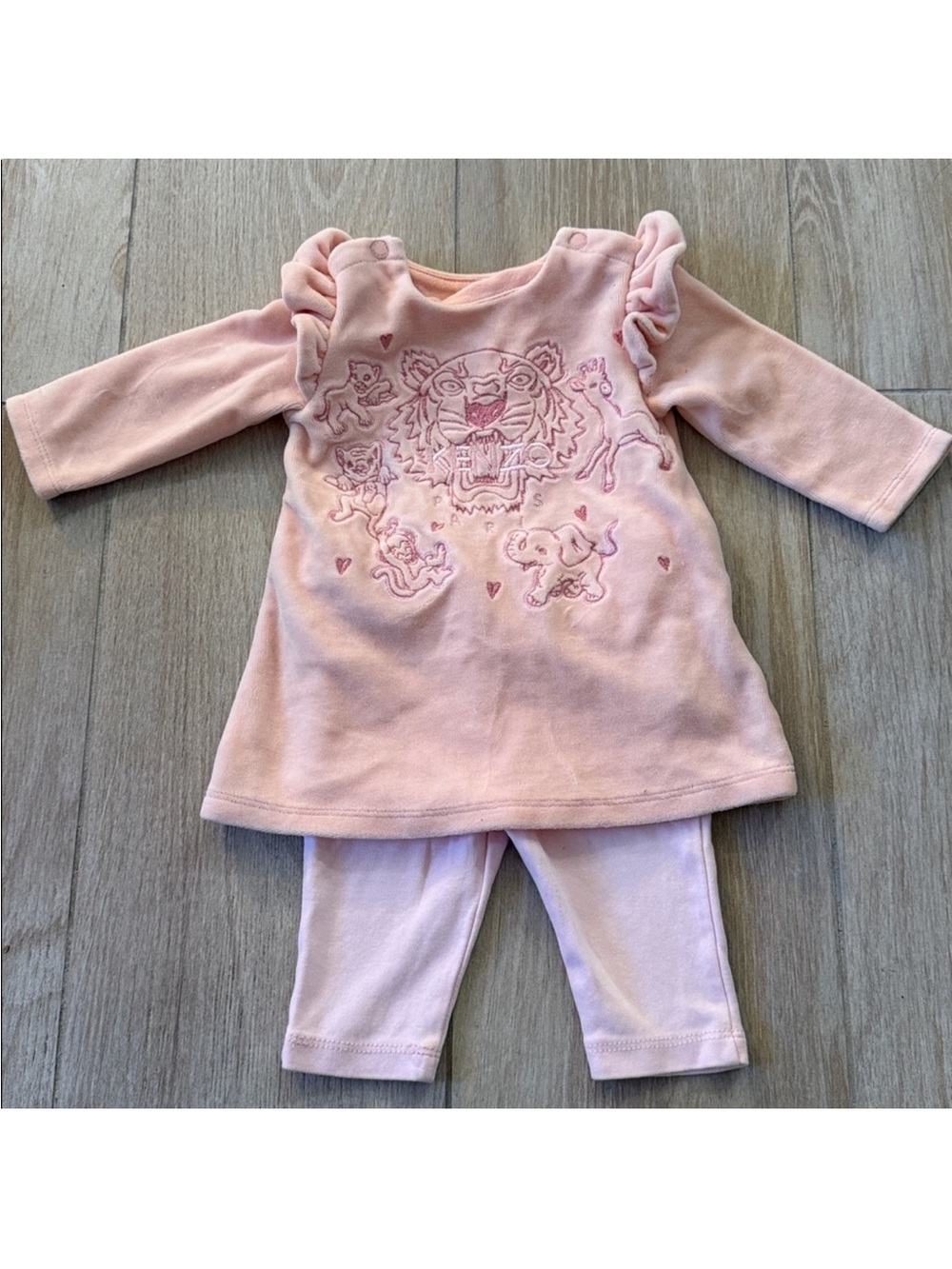 Kenzo Kids Pink Velour Baby Romper